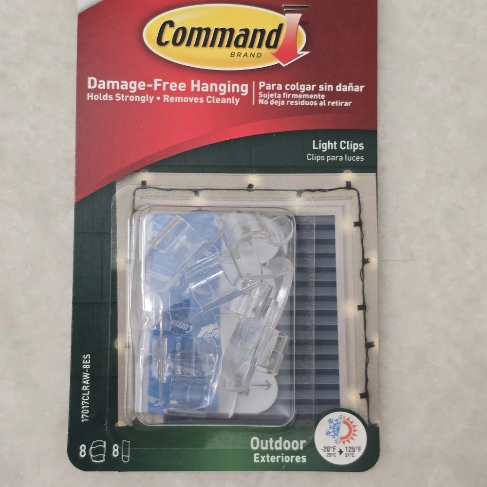 New 2 Packs Command 3M Outdoor Light Clips 16 Total Hook Clips For String Lights